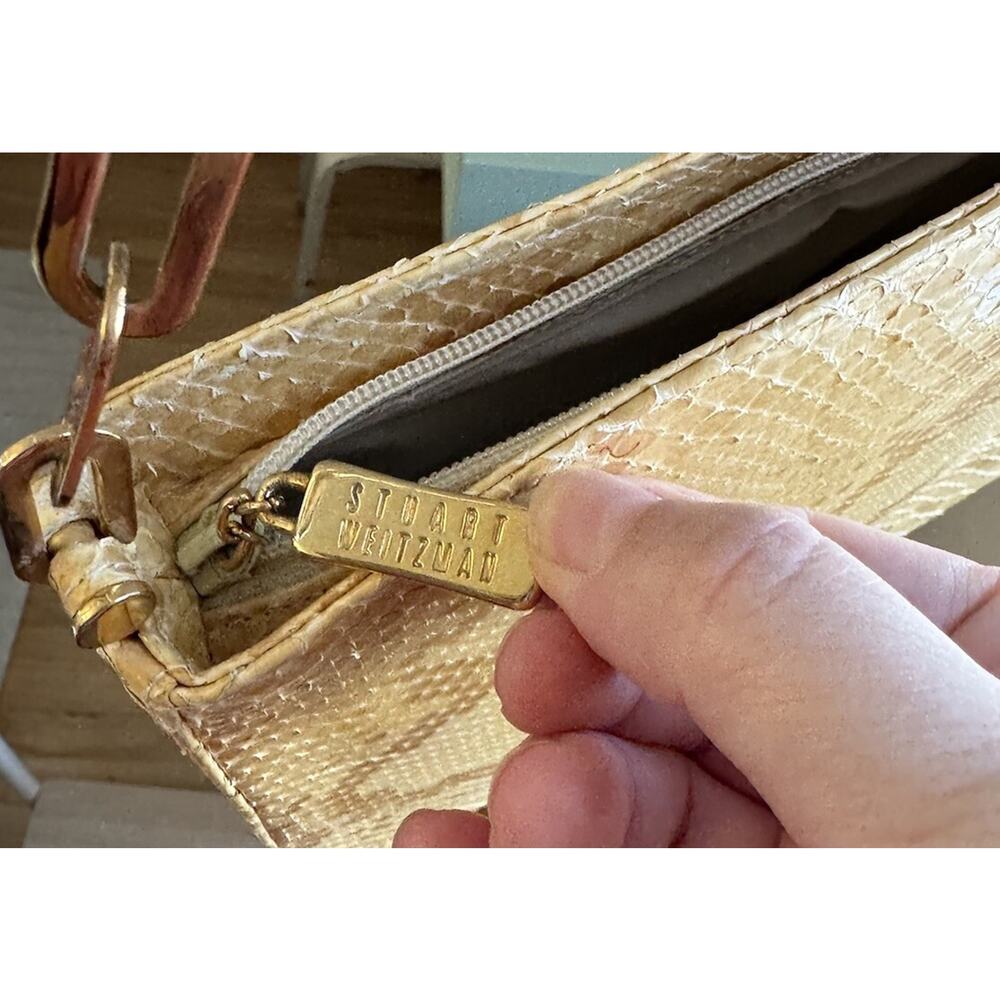 VTG Gold Python Stuart Weitzman Crossbody Box Pur… - image 8